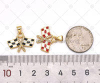 Colorful Enamel Flag Shape Pendant,18K Gold Filled CZ Micro pave Charm, Necklace Bracelet Charm Pendant, Sku#LK568