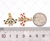 Colorful Enamel Flag Shape Pendant,18K Gold Filled CZ Micro pave Charm, Necklace Bracelet Charm Pendant, Sku#LK568