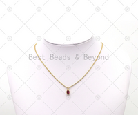 Colorful Big CZ Micro Pave Oval Shape Pendant,18K Gold Filled Oval Charm, Necklace Bracelet Charm, Sku#LK522