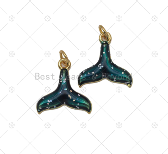 Colorful Enamel Dolphin Tail Shape Pendant,18K Gold Filled Dolphin Tail Charm, Necklace Bracelet Charm Pendant, Sku#Y587