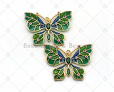 Colorful Enamel Butterfly Shape Pendant,18K Gold Filled Fuchsia CZ Micro Pave Butterfly Charm, Necklace Bracelet Charm Pendant, Sku#LK571