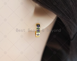 Colorful Enamel Cross on Round Huggie Earring, 18K Gold Filled Hoop Earrings, Enamel Huggie Earrings, Sku#Y572