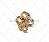 Colorful Enamel Evil Eye Adjustable Ring, 18K Gold Filled Evil Eye Open Ring, Enamel Open Ring, Statement Ring,Sku#Y581