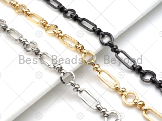 High Quality Hand made Ring and Paper Clip link Chain, 18k Real Gold plated Chain, Fancy Chain, Wholesale Chain, 7x16mm, Sku#M330