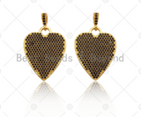 CZ Micro Pave Black Heart Charms, Dainty Gold CZ Heart Pendant, Heart Necklace Charms, 22x28mm, Sku#Z1247