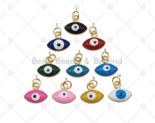 Colorful Enamel Evil Eye Shape Pendant,18K Gold Filled Charm, Necklace Bracelet Charm Pendant, Sku#JL65