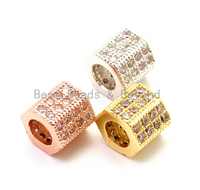 CZ Big Hole Six Sided/Hexangular Tube Clear Micro Pave Beads, Cubic Zirconia Spacer Beads, 6x6mm, Sku#G153