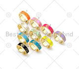 Colorful Hamsa Hand Evil Eye Enamel Adjustable Ring, 18K Gold Filled Open Ring, Enamel Open RIng, Statement Ring,7x21mm,Sku#X270