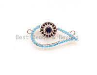 CZ Micro Pave Turquoise Evil Eye Connector, Cubic Zirconia Space Connector, 13x26mm, CZ Pave Beads, sku#E18 Bestbeads&Beyond