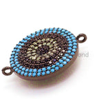 CZ Micro Pave Evil Eye Coin Connector for Bracelet/Necklace, Cubic Zirconia Evil Eye Connector,20x25mm,sku#E32