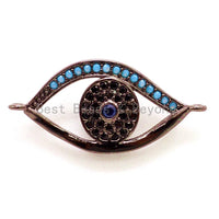 CZ Micro Pave Turquoise Evil Eye Connector for Bracelet/Necklace, Cubic Zirconia Space Connector,12x26mm sku#E37