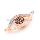 CZ Micro Pave Turquoise Evil Eye Connector for Bracelet/Necklace, Cubic Zirconia Space Connector,12x26mm sku#E37