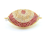 CZ Micro Fuchsia Gold Marquise Shape Evil Eyes Connector for Bracelet Necklace, 16x33mm,sku#E74 Bestbeads&Beyond