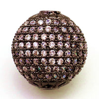 CZ Micro Pave Flat Oval Spacer Beads with Clear/Black CZ for Bracelet/Necklace, Sku#G15