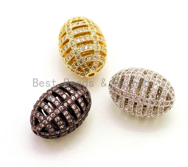 CZ Micro Pave Oval Cage Spacer Beads with Clear Crystal for Bracelet/Necklace, Cubic Zirconia Bracelet Charms, 17x11mm,sku#G54