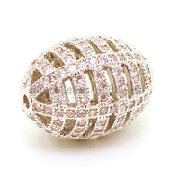 CZ Micro Pave Oval Cage Spacer Beads with Clear Crystal for Bracelet/Necklace, Cubic Zirconia Bracelet Charms, 17x11mm,sku#G54