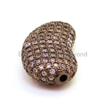 CZ Micro Pave Bean Shape Spacer Beads with Clear Crystal for Bracelet/Necklace, Cubic Zirconia Beads, 23x13x8mm, sku#G62