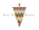 CZ Micro Pave Rainbow Triangle Pendant, Multi Color CZ Pave Beads, Cubic Zirconia Pendant, 18x34mm, sku#F10