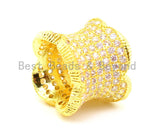 CZ Micro Pave Floral Cylinder Beads, Cubic Zirconia Spacer Beads, 4 sizes, sku#G112