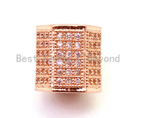 CZ Clear Micro Pave Big Hole Six Sided/hexangular Tube Beads, Cubic Zirconia Spacer Beads,8mm, Sku#G116