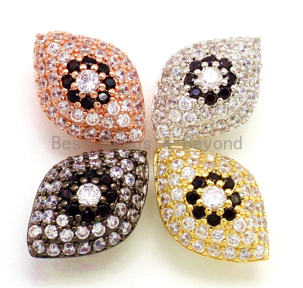 CZ Micro Pave Flower on Evil Eye Beads, Cubic Zirconia Spacer Beads for Necklace/Bracelet,1pc/2pcs, 19x13x10mm,sku#G147