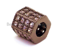 CZ Big Hole Six-sided/Hexagonal Tube Clear Micro Pave Beads, Cubic Zirconia Beads, 7x7mm, Sku#G152