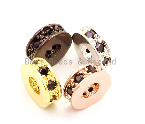 CZ Black Micro Pave Cylinder Spacer Beads, Cubic Zirconia Space Beads, Men's Jewelry Beads, Large hole Beads, 7x2.5mm, sku#G78