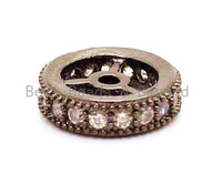 CZ Micro Pave Round Wheel Spacer Beads, Cubic Zirconia Spacer beads, Men Bracelet Charms, 12x5mm,10x3mm,sku# G79/BY004