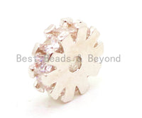CZ Micro Pave Flower Wheel Spacer Beads, Cubic Zirconia Space pave Beads, 6x2mm/8x2mm, sku#G84