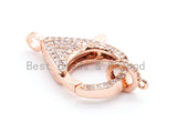 CZ Micro Pave Teardrop Lobster Claw Clasp, Cubic Zirconia Pave Lobster Clasp, Gold Silver Black Rose Gold Plated, 32x16mm, sku#H43