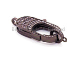CZ Clear Micro Pave Lobster Claw Clasp, Cubic Zirconia Clasp/Connector/Link, Black CZ Clasp, 34x15mm, sku#H49