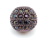 6mm/8mm/10mm/12mm CZ Micro Pave Ball Beads, Gold/Silver/Rose Gold/Black Plated, Black CZ Pave, Ball Space Beads, sku#G307