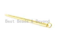 CZ Micro Pave Long Needle Bar Pendant, Cubic Zirconia Pendant,62x4mm, sku#F90 Bestbeads&Beyond