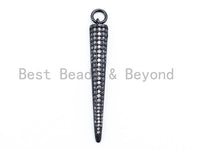 CZ Clear Micro Pave Half Cone Pendant, Cubic Zirconia Necklace Pendant, 47x7mm, sku#F114
