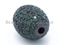 Colored CZ Micro Pave Barrel Drum Spacer Beads, Green Purple Orange Black Blue Space Beads for Necklace Bracelt, 16x16x12mm, sku#G187
