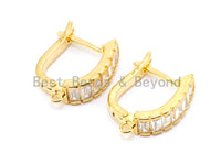 1Pair/3Pairs CZ Micro Pave Latch Back Earring, Lever back Earring, Gold, Silver black, Huggie Ear wire,sku#J10