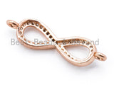 Clear CZ Micro Pave Gold Infinity Loop Link Connector, Cubic Zirconia Connector Charm for Jewelry Making, 27x7mm,sku#E124