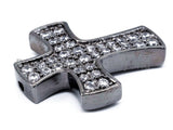 CZ Micro Pave Cross Link Connector, Cubic Zirconia Spacer Beads, 23x19mm, sku# E129