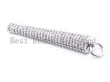 White CZ Micro Pave Spiking Necklace Pendant, Cubic Zirconia Spiking Pendant, 39mm, sku#F161