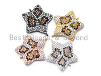 CZ Micro Pave Five Point Star with Brown Dot Connector, 22mm, Sku#E148 BestbeadsbeyondUS