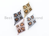 Diamond Shape Brown Dots Leopard Connector, CZ Pave Connector, Sku#E150 Bestbeads&Beyond