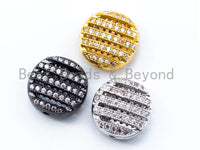 CZ Micro Pave Round Coin Beads, Cubic Zirconia Spacer Beads, Gold Silver Black Rose Gold Fashion Jewelry Beads, 12x5mm,sku#G221