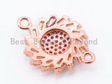 CZ Micro Pave Sparkly Sunflower Charm, Cubic Zirconia Evil Eye Space Connector, Rose gold/Gold/Silver/Black Finish, 15x20mm, sku#E212