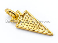 CZ Micro Pave Triangular Pendant with Diamond Bail,11x30mm,Cubic Zirconia Triangle Pave Charm,1PC sku#B35
