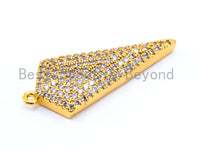 CZ Micro Pave Triangle Pendant, 11x35mm, 12x30mm, Gold/Rose Gold/Silver/Black Pave Pendant Charm, sku#B36