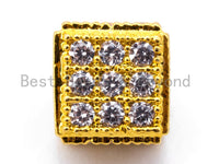CZ Micro Pave 6mm Cube Spacer Beads, Cubic Zirconia Spacer Beads, Gold,Silver,Rose Gold,Black Tone, sku#C22