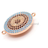 CZ Micro Pave Evil Eye Coin Connector for Bracelet/Necklace, Cubic Zirconia Evil Eye Connector,20x25mm,sku#E32