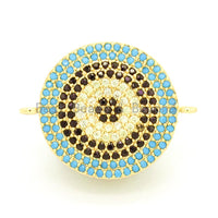 CZ Micro Pave Evil Eye Coin Connector for Bracelet/Necklace, Cubic Zirconia Evil Eye Connector,20x25mm,sku#E32