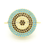 CZ Micro Pave Evil Eye Coin Connector for Bracelet/Necklace, Cubic Zirconia Evil Eye Connector,20x25mm,sku#E32