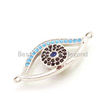 CZ Micro Pave Turquoise Evil Eye Connector for Bracelet/Necklace, Cubic Zirconia Space Connector,12x26mm sku#E37